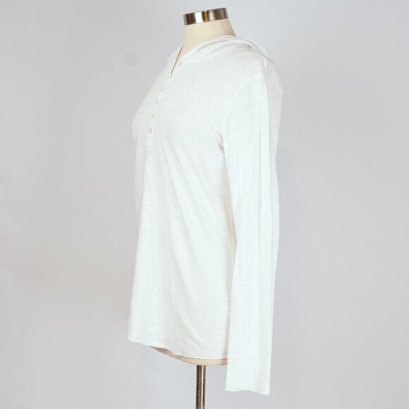 James Perse Thermal Waffle Knit Hooded Henley White - Size 4 / XL - Picture 3 of 7